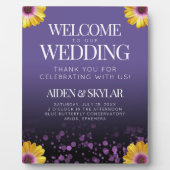 Elegant Daisies Lila Glitzer Hochzeit Willkommen Fotoplatte (Vorderseite)