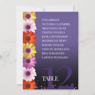 Elegant Daisies Lila Glitzer Sitzkarten Einladung