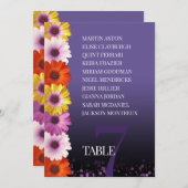 Elegant Daisies Lila Glitzer Sitzkarten Einladung (Vorne/Hinten)