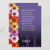 Elegant Daisies Lila Glitzer Sitzkarten Einladung (Vorne/Hinten)