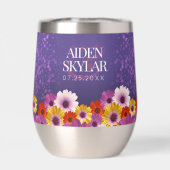 Elegant Daisies mit Lila Glitzer Hochzeit (Rückseite)