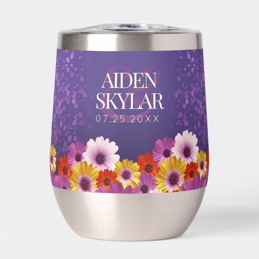 Elegant Daisies mit Lila Glitzer Hochzeit (Vorderseite)