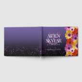 Elegant Daisies mit Lila Glitzer Hochzeit Gästebuch (Voll)