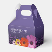 Elegant Daisies mit Lila Glitzer Hochzeit Geschenkschachtel (Rückseite)