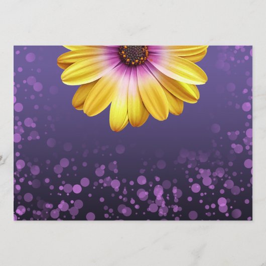 Elegant Daisies mit Lila Glitzer Hochzeit Programm (Rückseite)