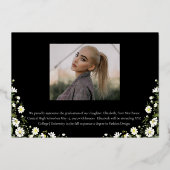 Elegant Daisies |Schwarzer Foto Graduate Abschluss Folieneinladung (Rückseite)