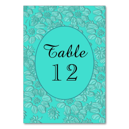 Elegant Daisies Türkis Wedding Table No. 3x5 Tischnummer (Rückseite)
