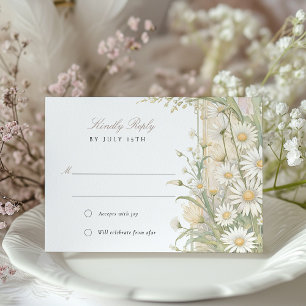 Elegant Daisies Wedding RSVP Card Einladung