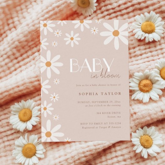 Elegant Daisy Baby in Bloom Baby Shower Einladung