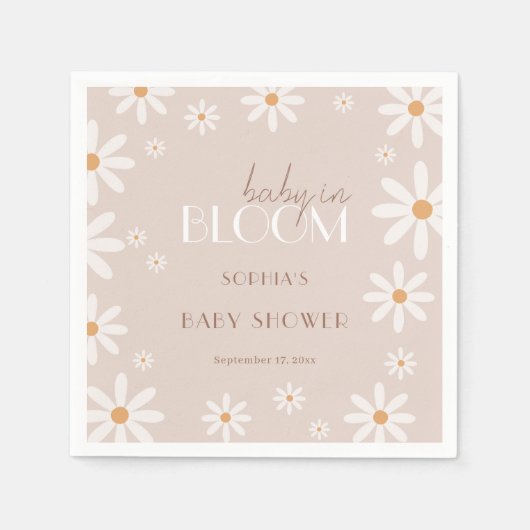 Elegant Daisy Baby in Bloom Baby Shower Serviette (Vorderseite)