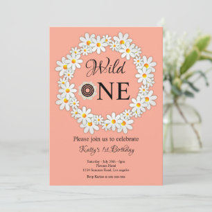 Elegant Daisy Birthday Party Wild One 1. Geburtsta Einladung