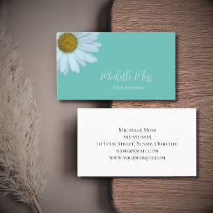 Elegant Daisy Bloom Botanische Trendy Aquamarin Gr Visitenkarte