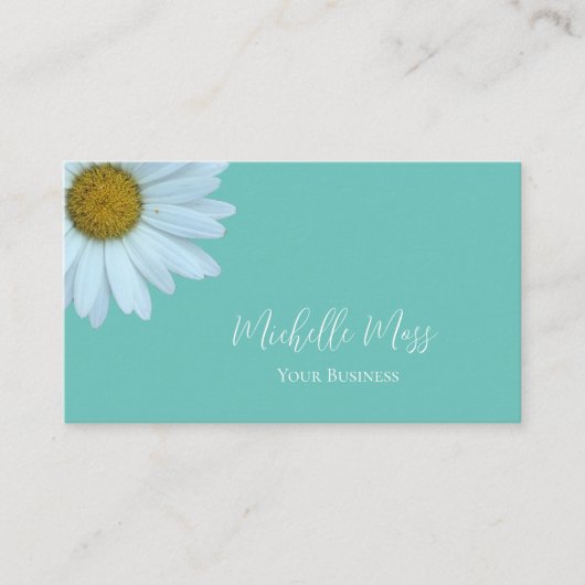 Elegant Daisy Bloom Botanische Trendy Aquamarin Gr Visitenkarte (Vorderseite)