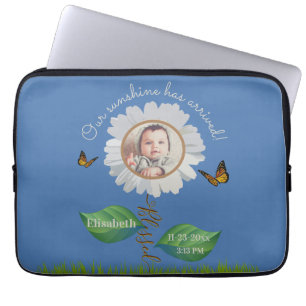 Elegant Daisy Blue Floral Niedlich Baby Foto & Nam Laptopschutzhülle