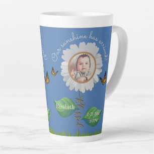 Elegant Daisy Blue Floral Niedlich Baby Foto & Nam Milchtasse