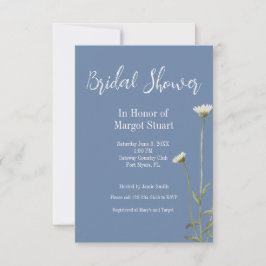 Elegant Daisy Blue Gray Script Striped Bridal