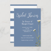 Elegant Daisy Blue Gray Script Striped Bridal (Vorne/Hinten)
