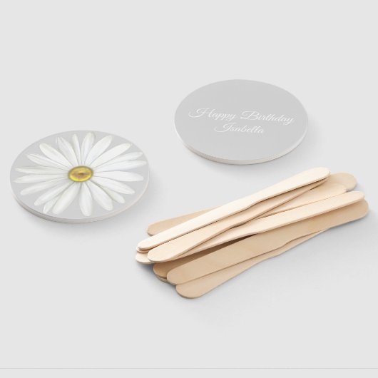 Elegant Daisy Blume auf Light Silver Gray Geburtst Fächer (Non-assembled)