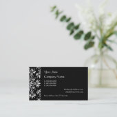 Elegant Daisy Damask in White on Black Custom Visitenkarte (Stehend Vorderseite)