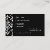 Elegant Daisy Damask in White on Black Custom Visitenkarte (Vorderseite)