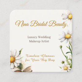 Elegant Daisy Floral Wedding Makeup Artist Quadratische Visitenkarte