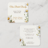 Elegant Daisy Floral Wedding Makeup Artist Quadratische Visitenkarte (Vorne/Hinten)
