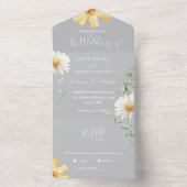 Elegant Daisy | Graue Ganze in einer Hochzeitseinl All In One Einladung (Innen Boden)