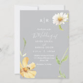 Elegant Daisy | Graue Monogramm-Details Einladung (Vorderseite)