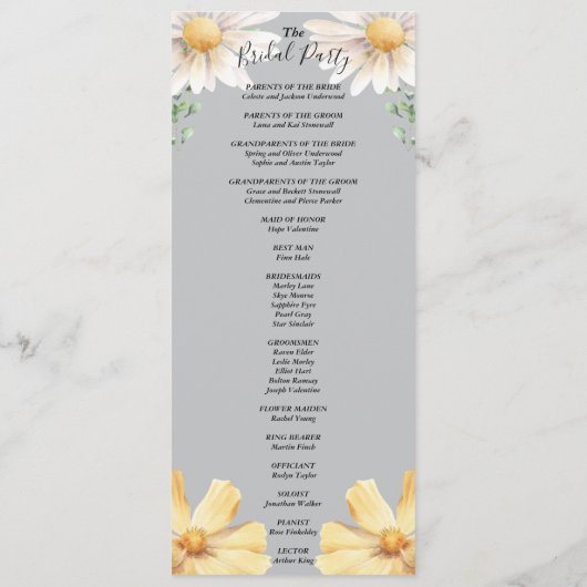 Elegant Daisy | Gray Wedding Brautparty Flat Programm (Rückseite)