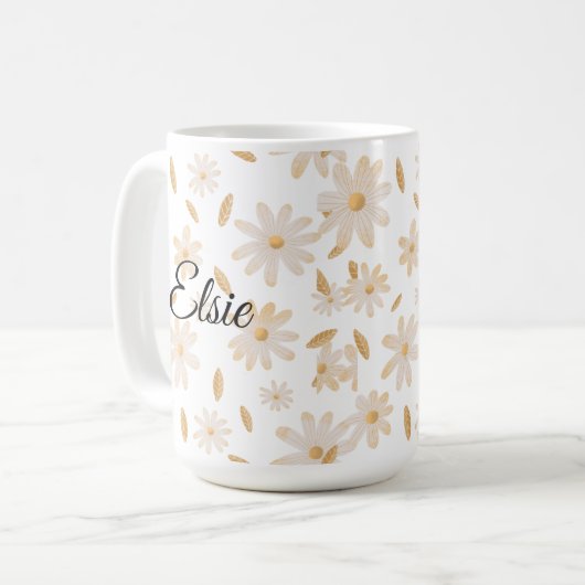 Elegant Daisy Hues Personalized Mug Kaffeetasse (Vorderseite Links)