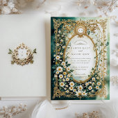 Elegant Daisy mit Imitats Gold Details Hochzeit Einladung