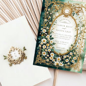 Elegant Daisy mit Imitats Gold Details Hochzeit Einladung