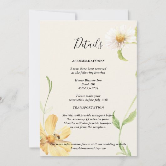 Elegant-Daisy-Monogramm-Details in einer Hochzeit Einladung (Rückseite)