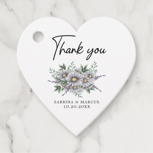 Elegant Daisy Personalisiert Wedding Vielen Dank Geschenkanhänger (Vorderseite)