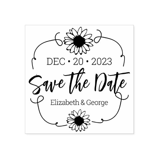 Elegant Daisy Save the Date Wedding Gummistempel (Prägung)