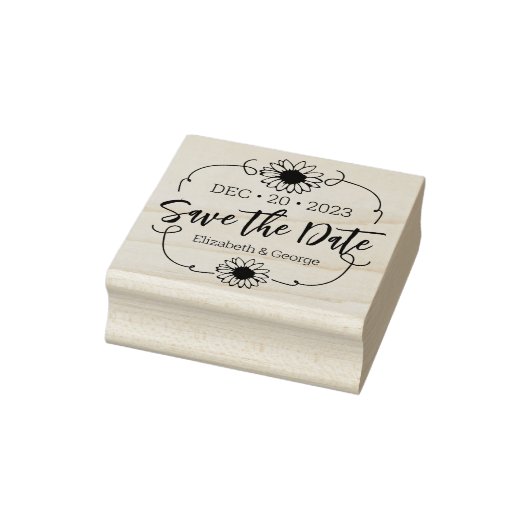 Elegant Daisy Save the Date Wedding Gummistempel (Stempel)