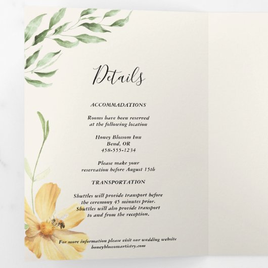 Elegant Daisy Trifold Einladung (Innen Erste Seite)