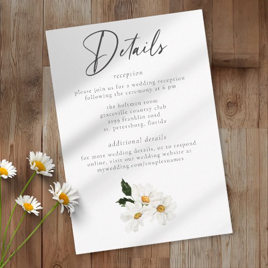 Elegant Daisy Watercolor Minimalist Wedding Begleitkarte