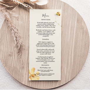 Elegant Daisy Wedding Flat Menu Menükarte