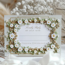 Elegant Daisy Wedding RSVP Card