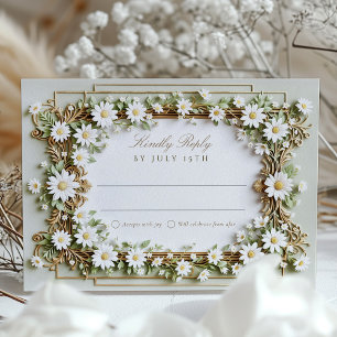 Elegant Daisy Wedding RSVP Card Einladung