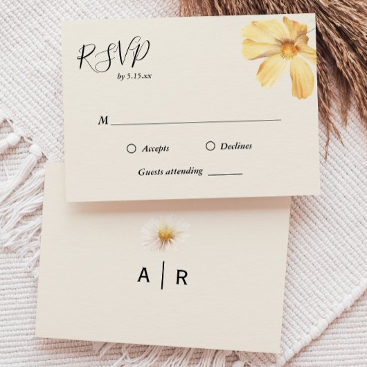 Elegant Daisy Wedding RSVP Card Karte