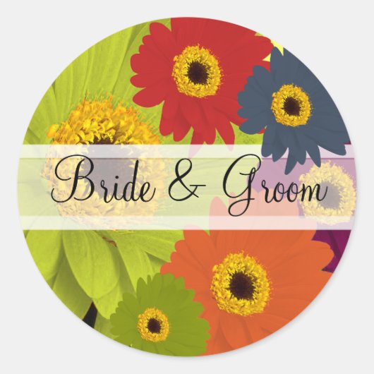 Elegant Daisy Wedding Stickers (Vorderseite)