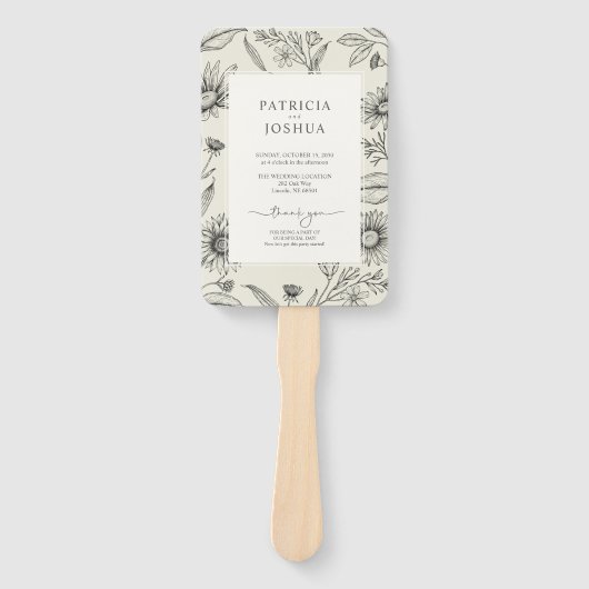 Elegant Daisy Wildblume Wedding Program Fächer (Vorderseite)