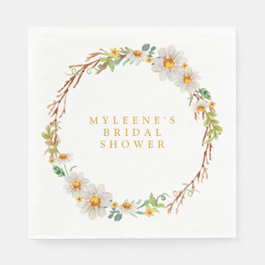 Elegant Daisy Wreath Brautparty Serviette (Vorderseite)