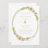 Elegant Daisy Wreath Yellow & White Wedding Invita Einladung (Vorne/Hinten)