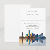Elegant Dallas Skyline Watercolor Wedding RSVP Karte (Vorne/Hinten)