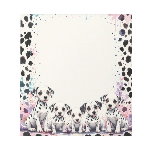 Elegant Dalmatian Dogs Whimsical Notizblock (Vorderseite)