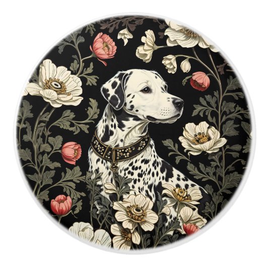 Elegant Dalmatian William Morris Inspired Keramikknauf (Vorderseite)