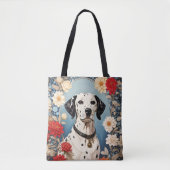 Elegant Dalmatian with Dahlia Flowers Tasche (Vorderseite)